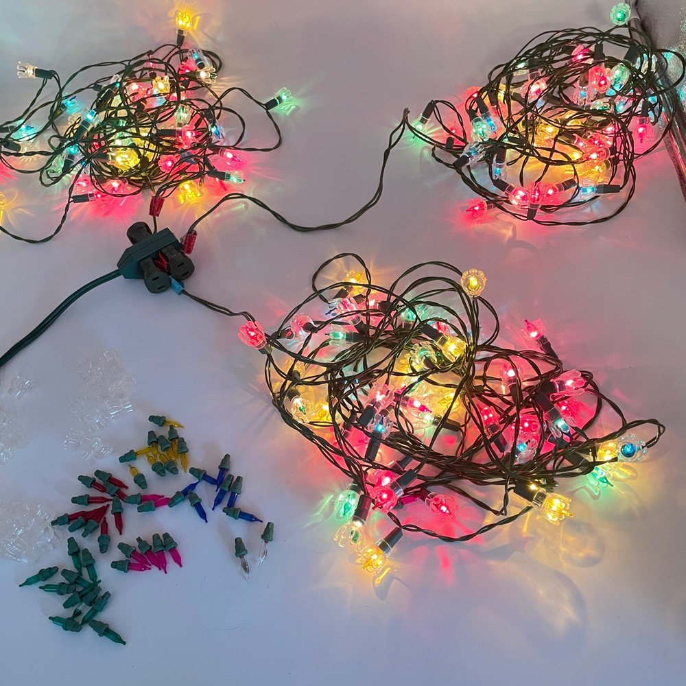 Indoor Christmas String Lights 35 bulb Strands x3 Tulip Flower Multi Color
of 3